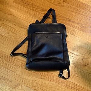 Black leather backpack